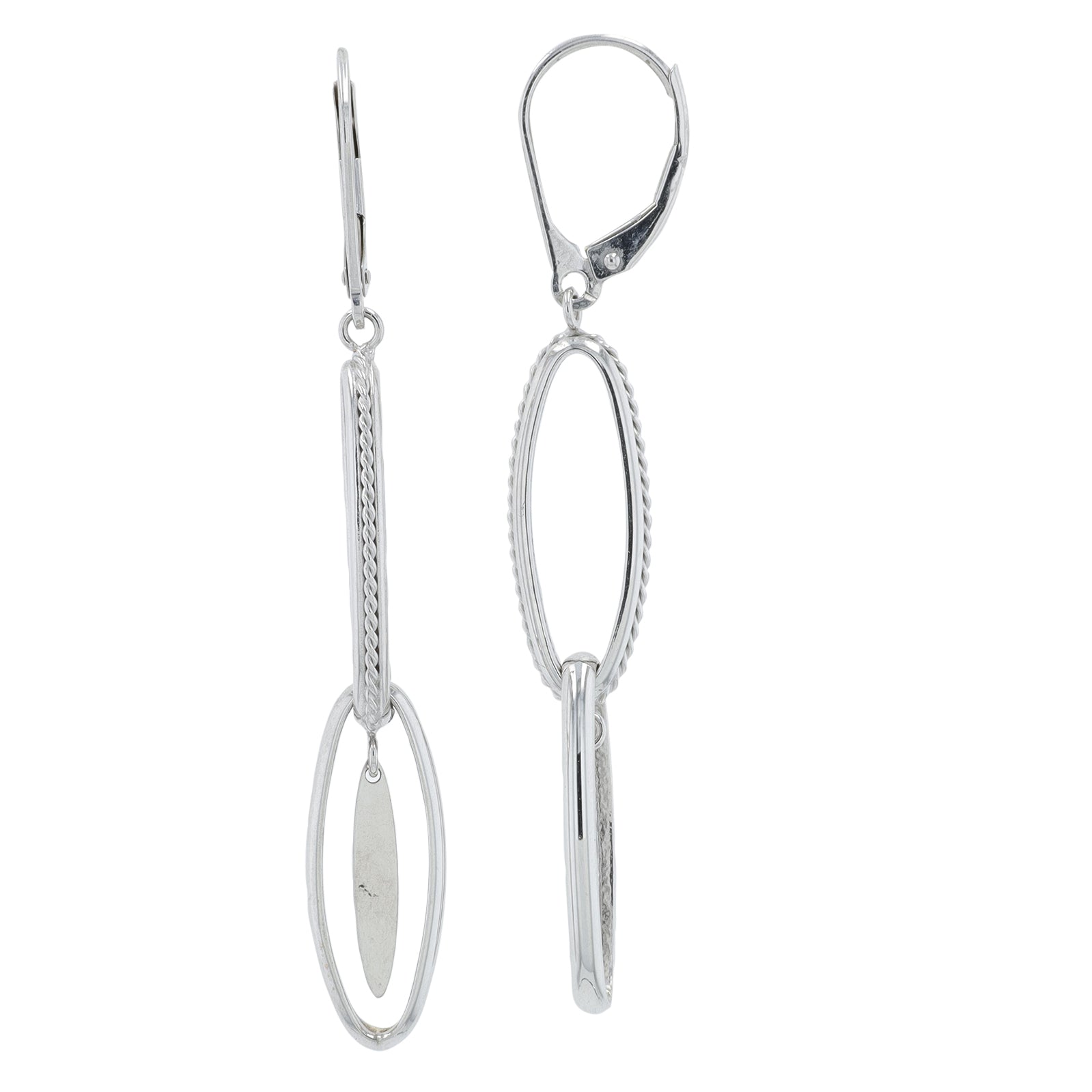 14K WG Oval Link Earrings
