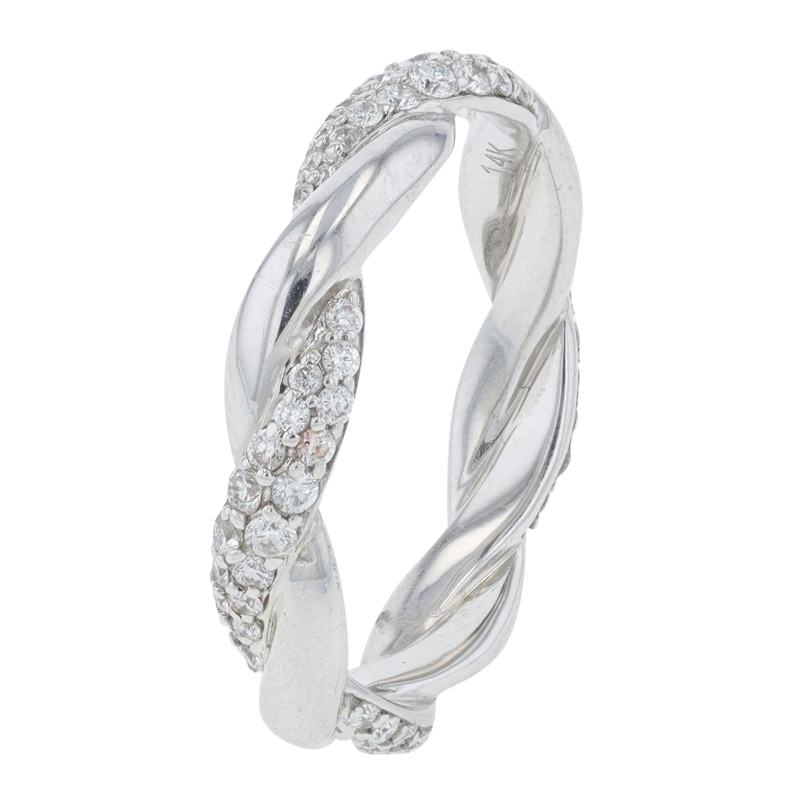 18K WG Art Carved .50 CTW Diamond Eternity Crossover Band