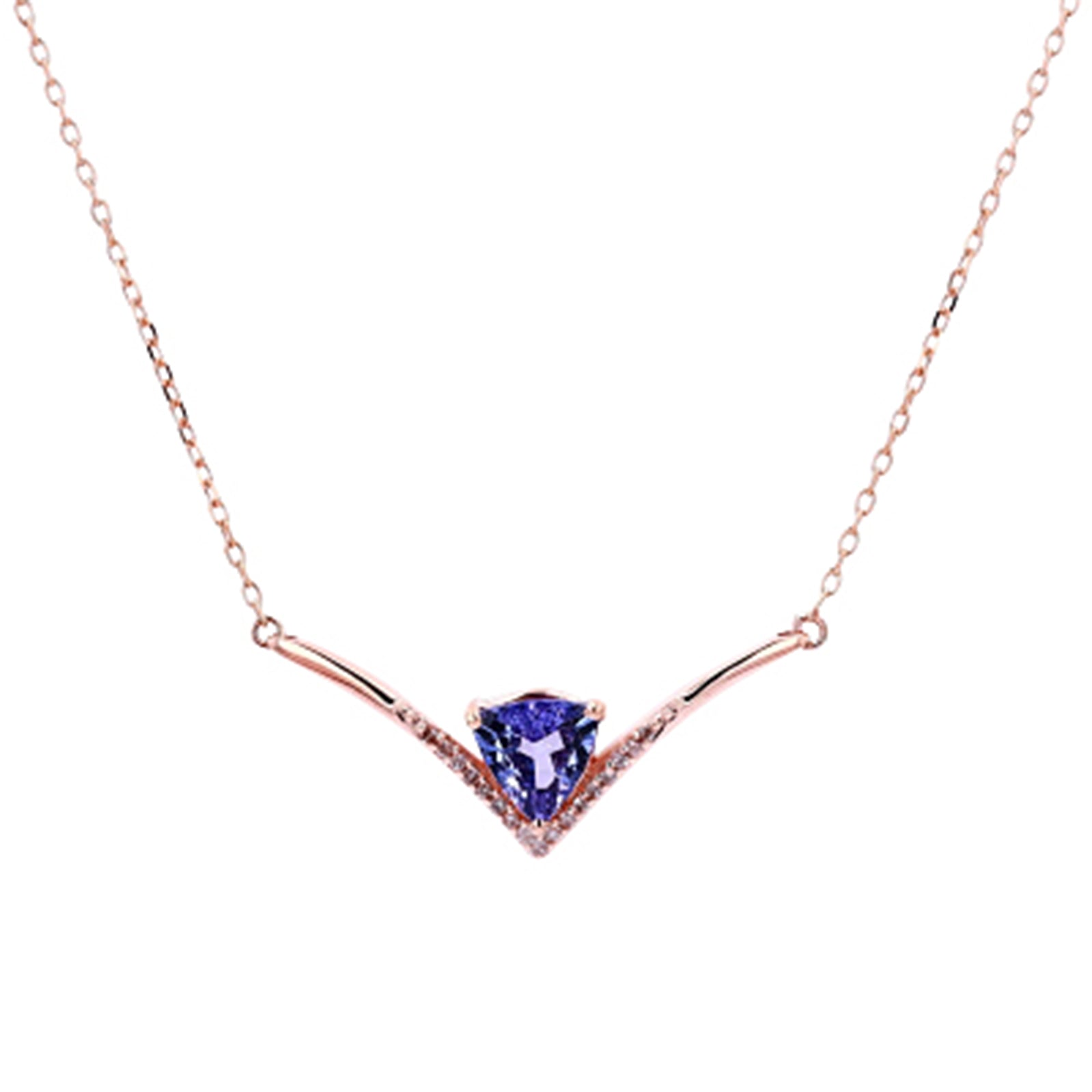 10K RG Tanzanite Trillion Necklace