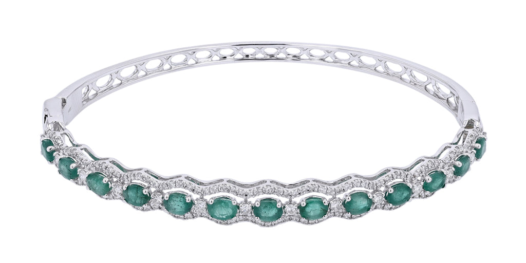 14K WG 2.50 CT Emerald Bangle