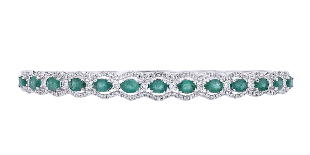 14K WG 2.50 CT Emerald Bangle