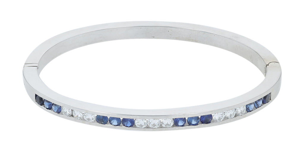 18K WG 1.50 CT Sapphire & 1 CT Diamond Bangle