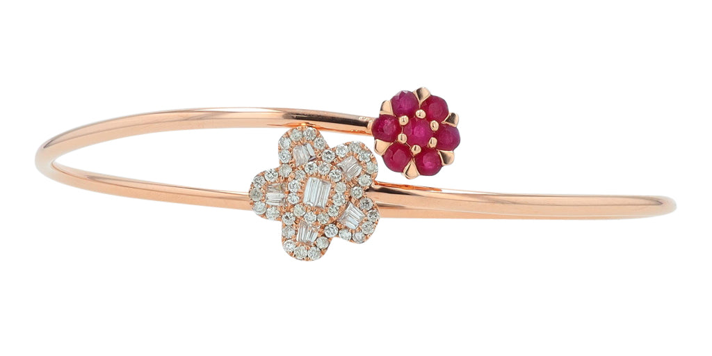 14K Flower Bypass Bangle <p><strong>More Colors Available</p></strong>