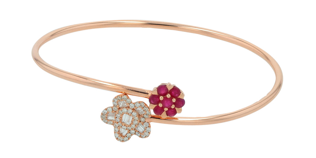 14K Flower Bypass Bangle <p><strong>More Colors Available</p></strong>