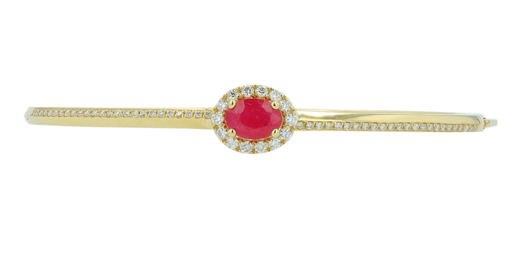14K YG 1.00 CT Ruby Center Bangle