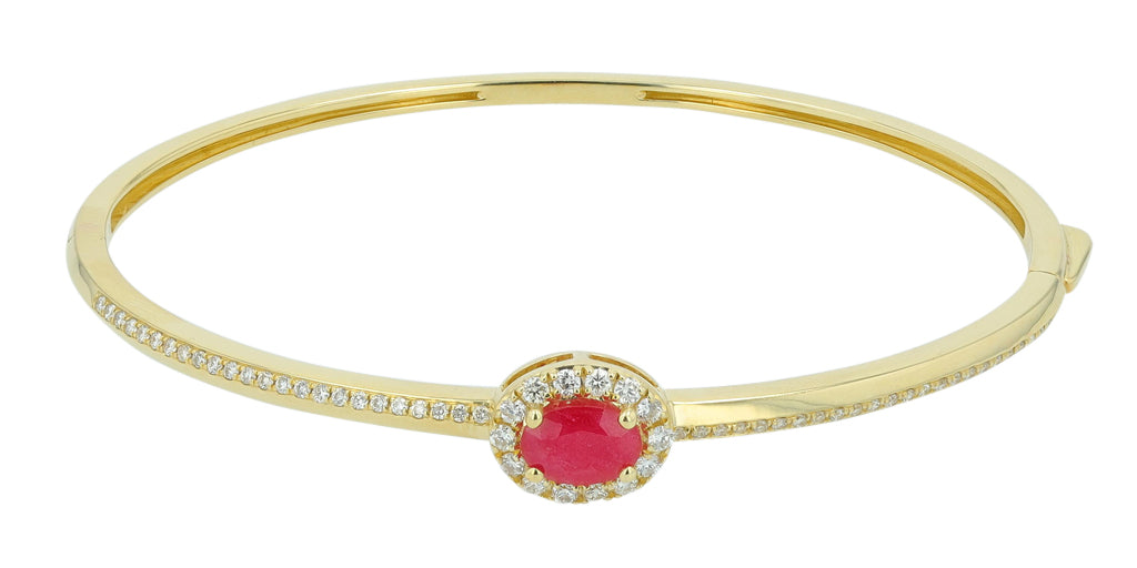 14K YG 1.00 CT Ruby Center Bangle