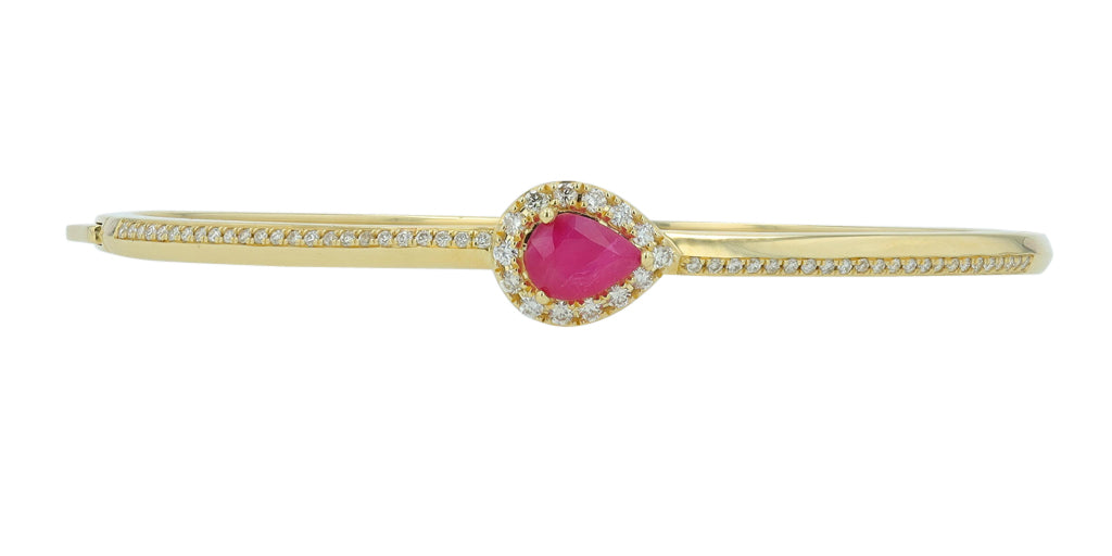 14K YG 1.05 CT Ruby Bangle