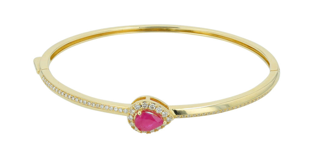 14K YG 1.05 CT Ruby Bangle