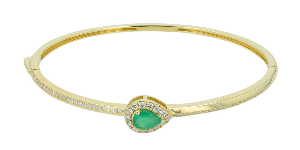 14K YG 0.60 CT Emerald Center Bangle