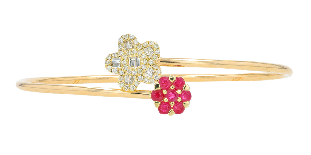 14K Flower Bypass Bangle <p><strong>More Colors Available</p></strong>