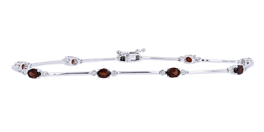 10K WG Garnet & Diamond Bracelet
