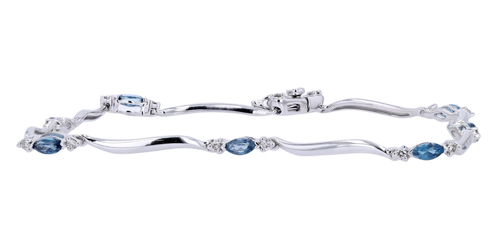 10K WG London Blue Topaz & Diamond Bracelet