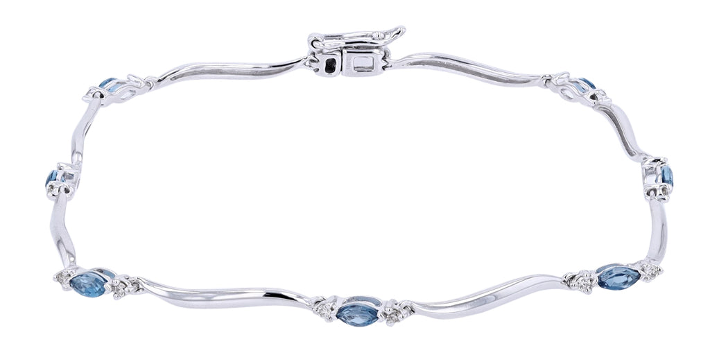 10K WG London Blue Topaz & Diamond Bracelet