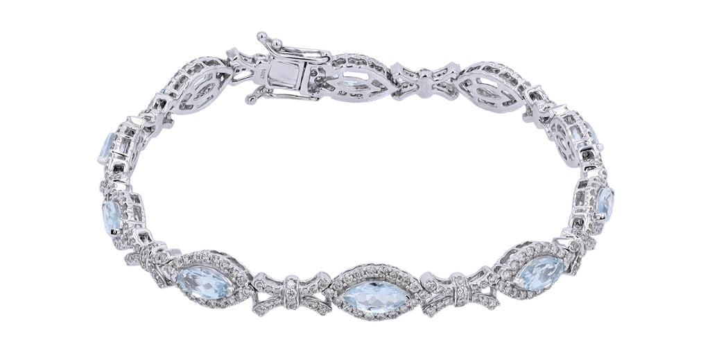14K WG Marquise Gemstone Bracelet<p><strong>More Colors Available</p></strong>
