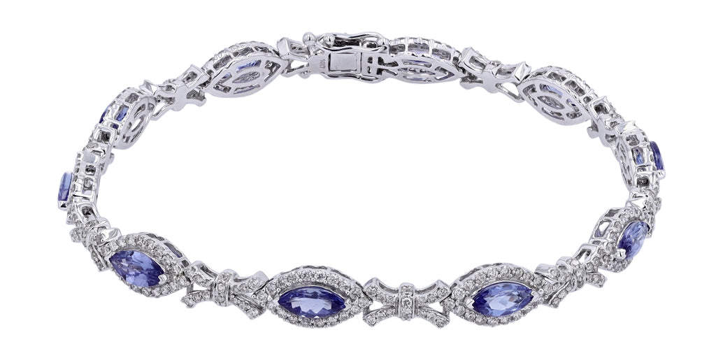 14K WG Marquise Gemstone Bracelet<p><strong>More Colors Available</p></strong>