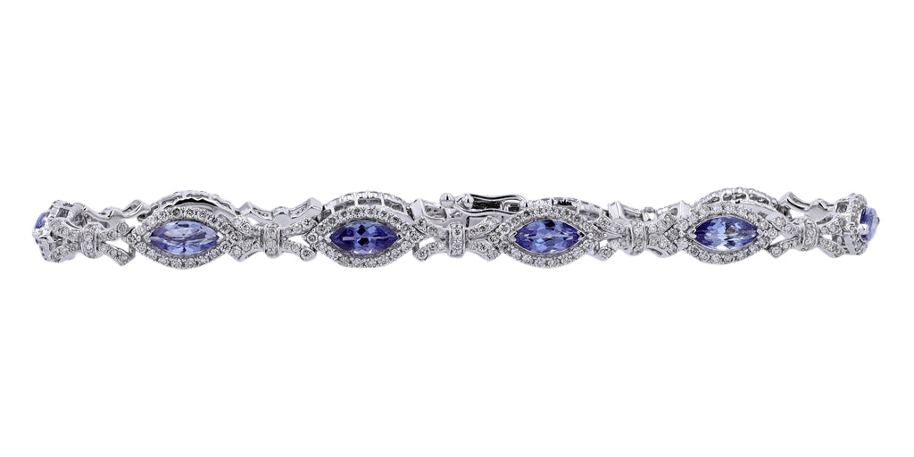 14K WG Marquise Gemstone Bracelet<p><strong>More Colors Available</p></strong>