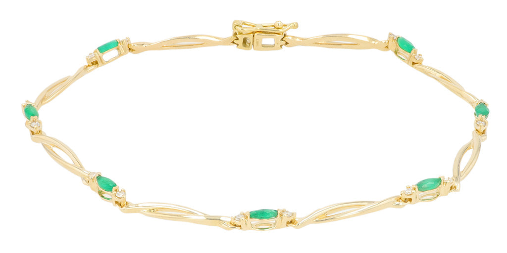 14K YG Emerald & Diamond Bracelet