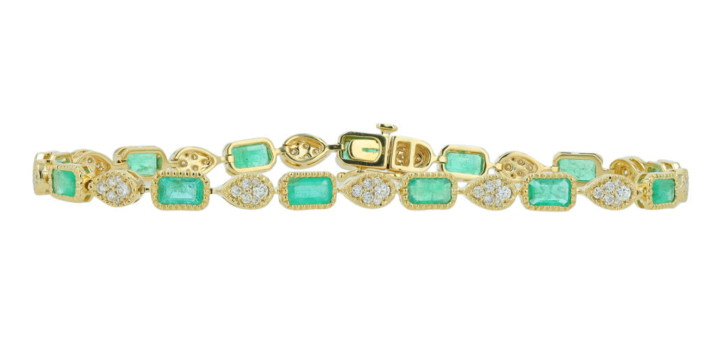 14K YG 3.65 CT Emerald Bracelet