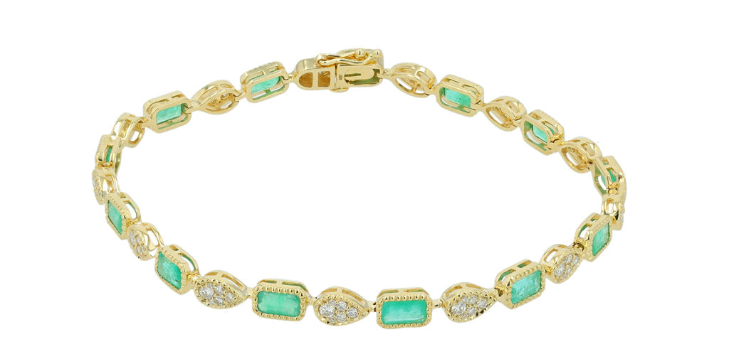 14K YG 3.65 CT Emerald Bracelet