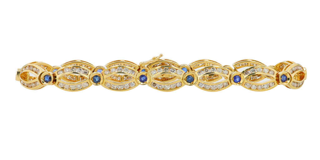 18K YG 1.13 CT Sapphire & 3.83 CT Diamond Bracelet
