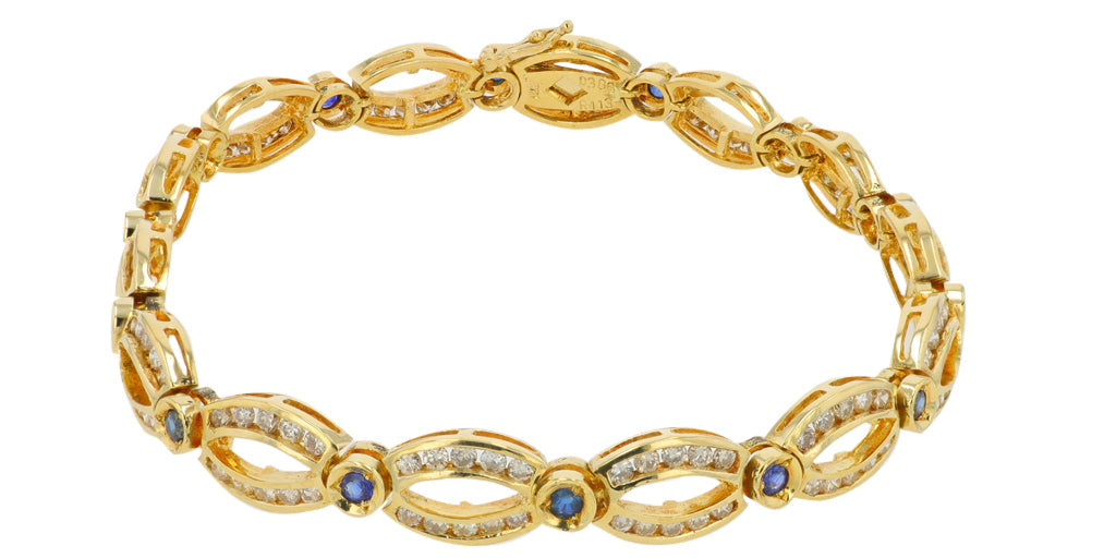 18K YG 1.13 CT Sapphire & 3.83 CT Diamond Bracelet
