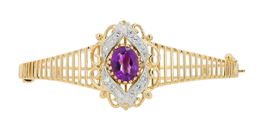 14K TT 2.35 CT Amethyst Bangle