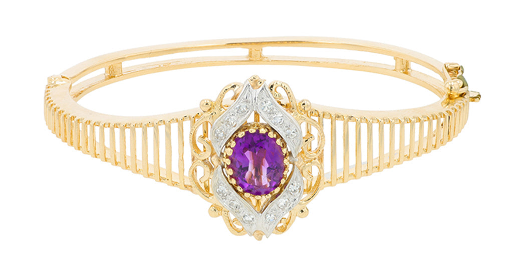 14K TT 2.35 CT Amethyst Bangle