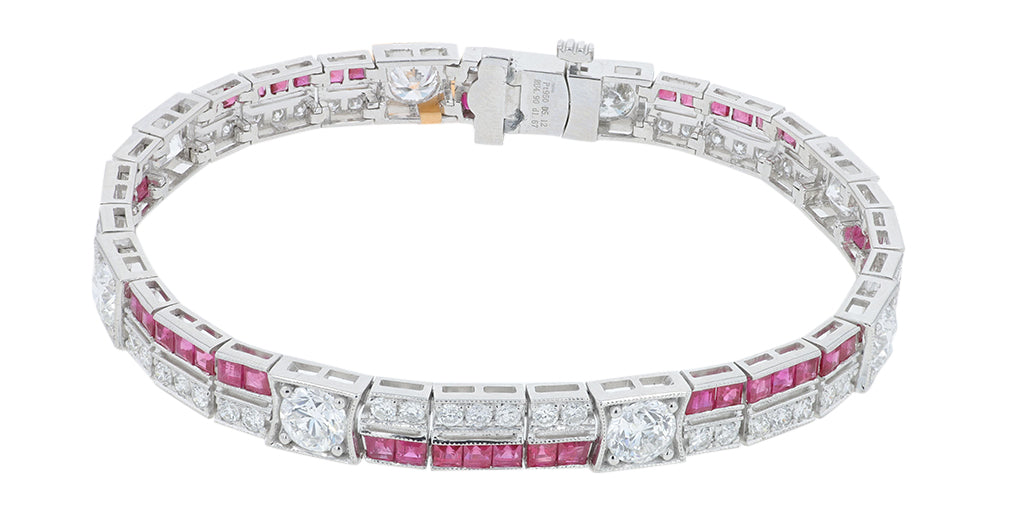 PT950 6.79 CTW Ruby Bracelet