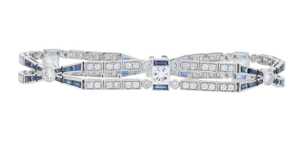 PT950 2.62 CTW Sapphire Crossover Bracelet