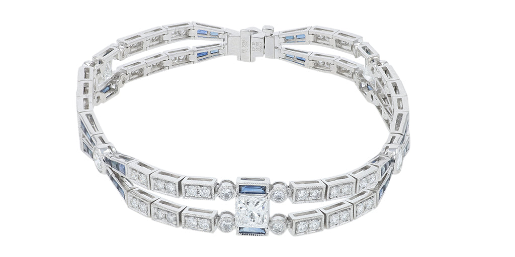 PT950 2.62 CTW Sapphire Crossover Bracelet