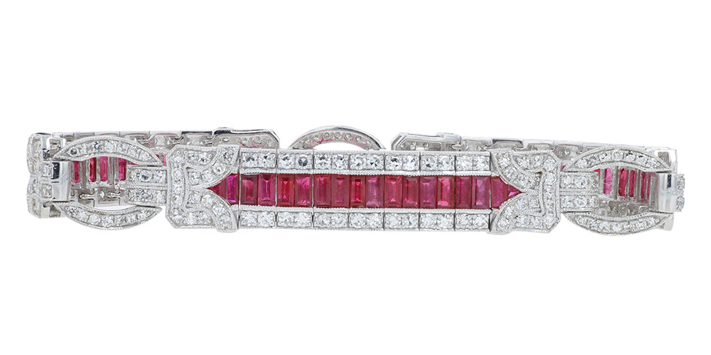 PT950 6.63 CTW Ruby Bracelet