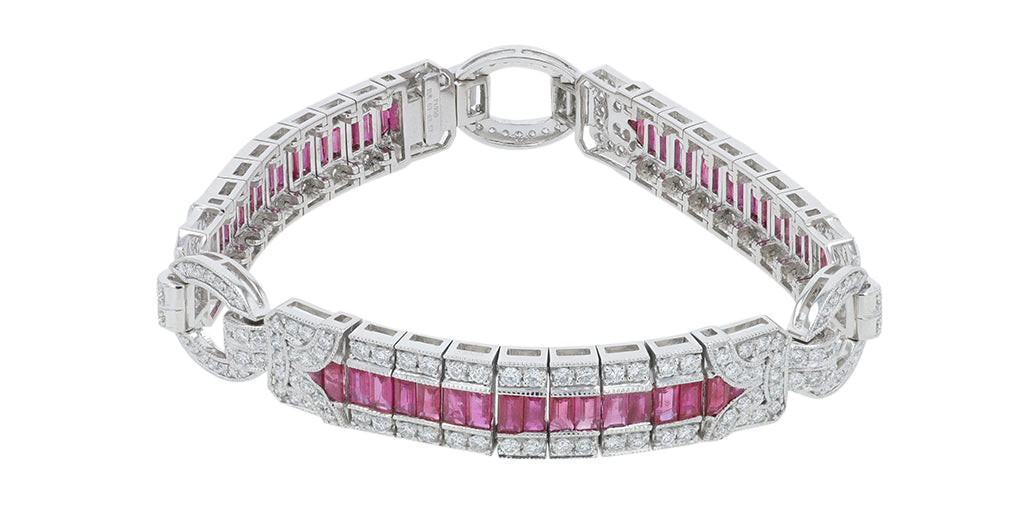 PT950 6.63 CTW Ruby Bracelet