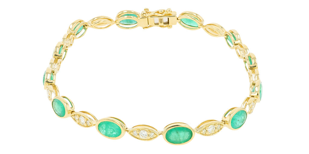 14K YG 5.10 CT Emerald Bracelet