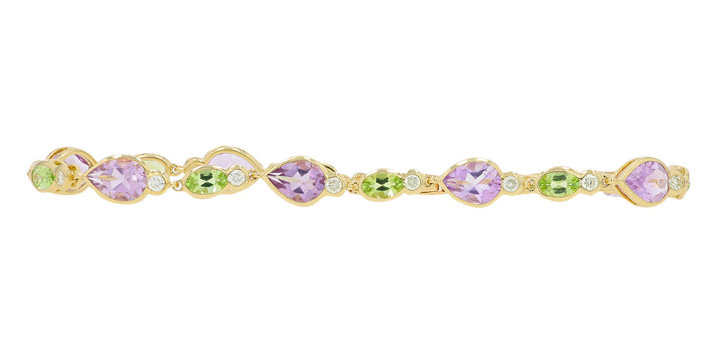 14K YG 6.50 CTW Amethyst & Peridot Bracelet