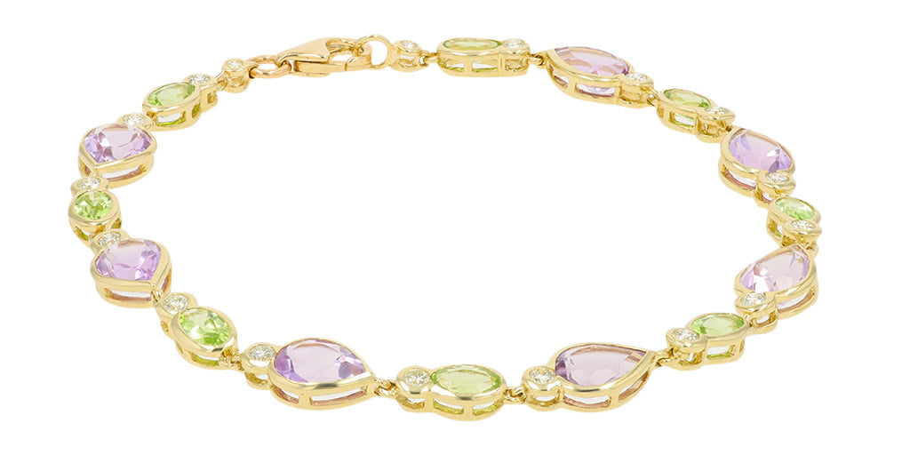 14K YG 6.50 CTW Amethyst & Peridot Bracelet
