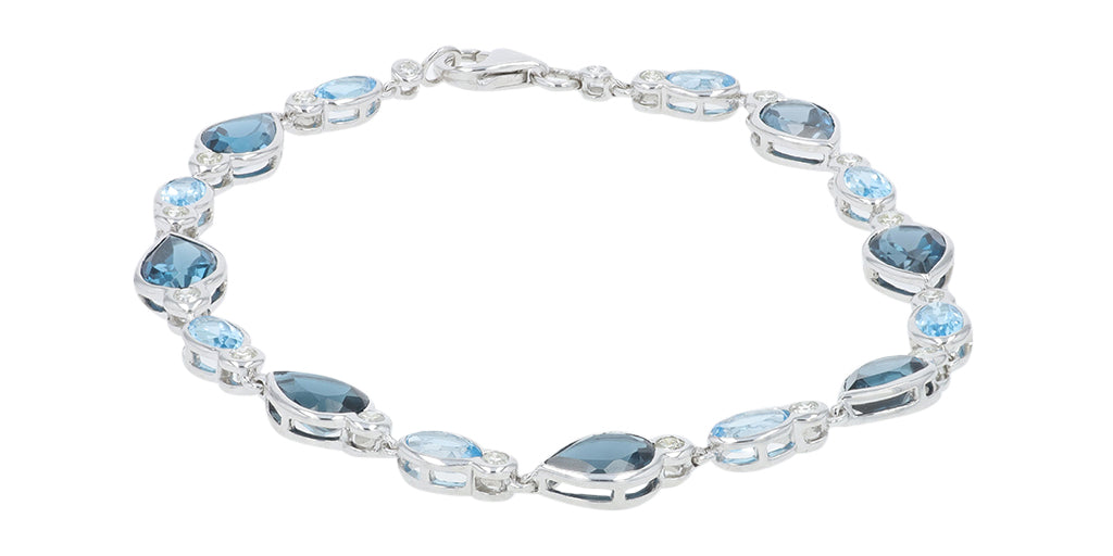 14K WG 8.25 CTW Swiss & London Blue Topaz Bracelet