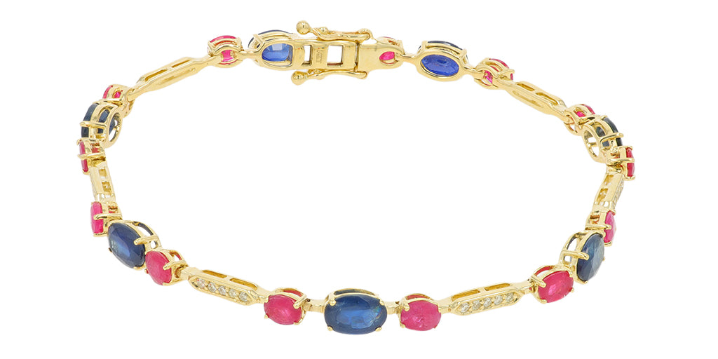 14K YG 7.50 CTW Sapphire & Ruby Bracelet