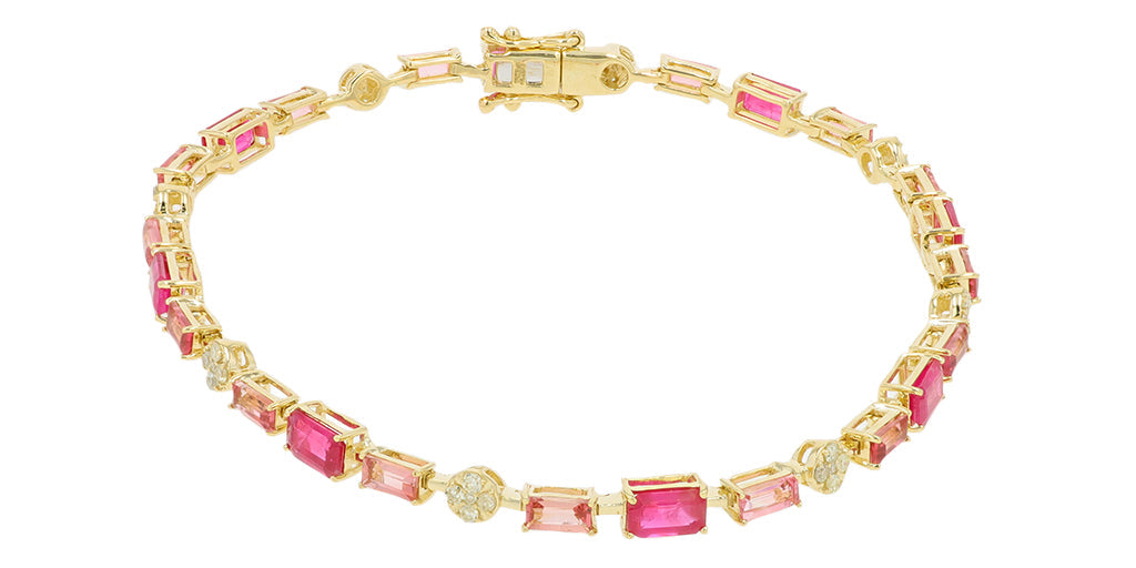 14K YG 4.10 CTW Pink Sapphire & Ruby Bracelet