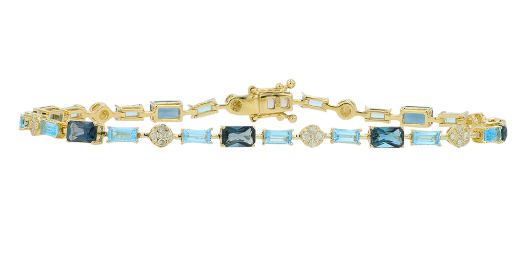 14K YG 5.25 CTW Blue Topaz Bracelet