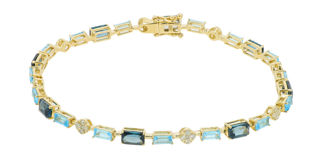 14K YG 5.25 CTW Blue Topaz Bracelet