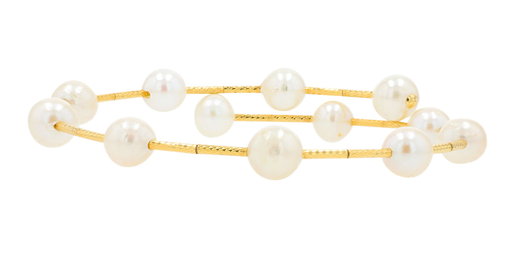 18K YG 6.1 - 6.4 MM Pearl Station Bracelet