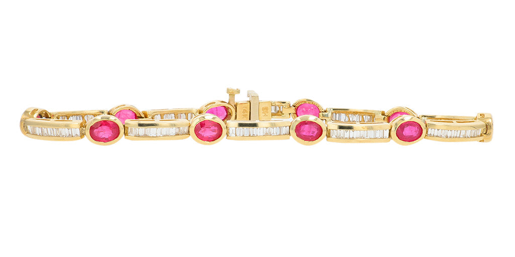14K EFFY YG 4.27 CT Ruby Bracelet
