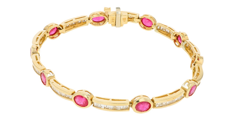 14K EFFY YG 4.27 CT Ruby Bracelet