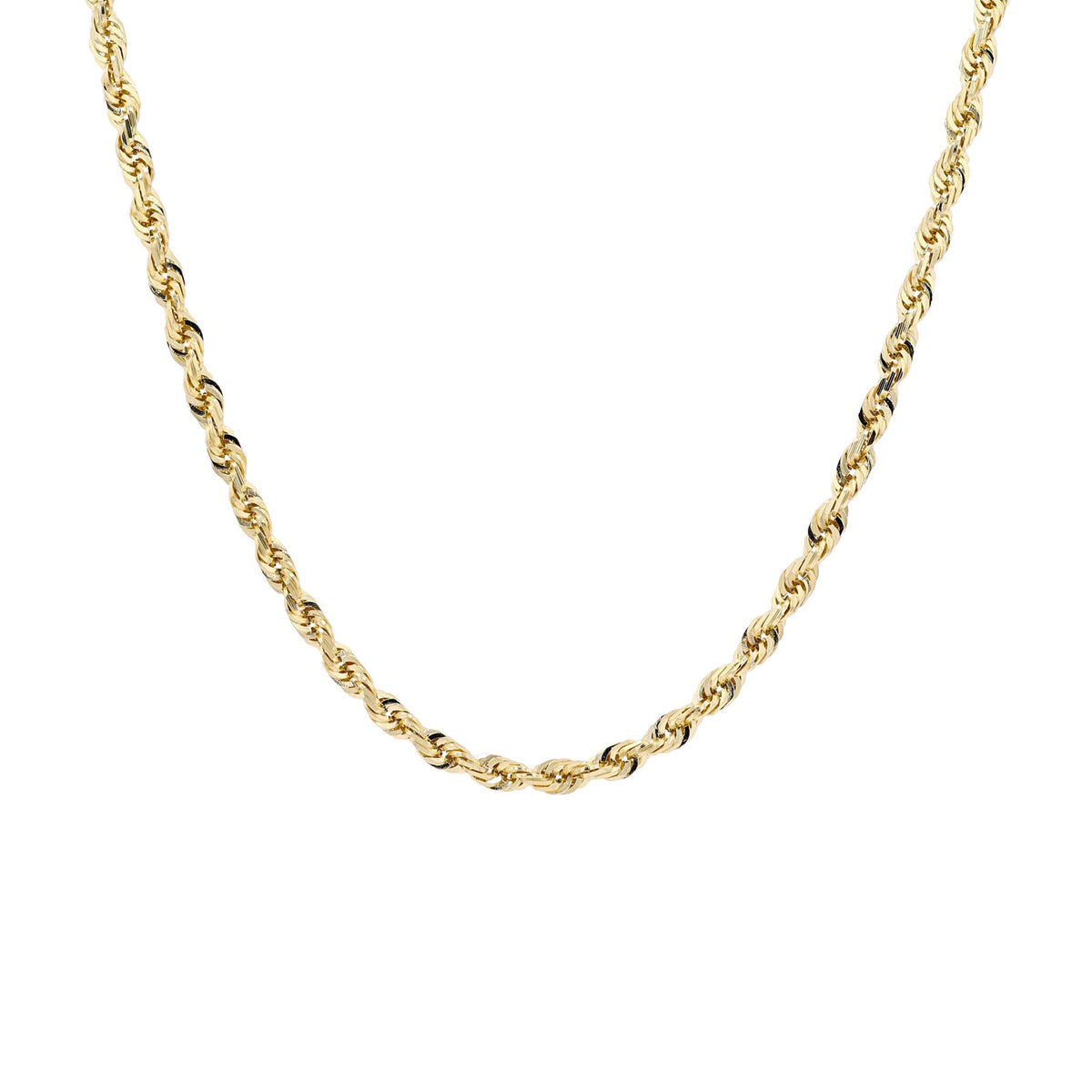14K YG 20 Inch Diamond Cut Rope Chain