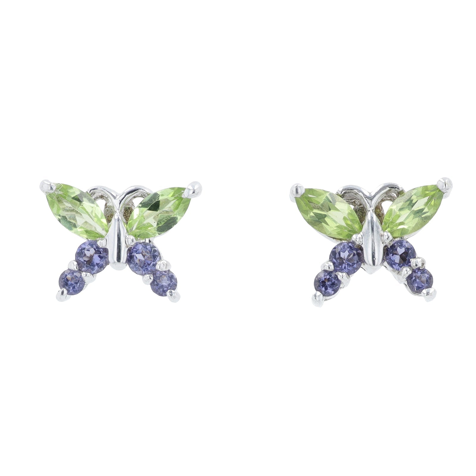 10K WG Peridot & Iolite Butterfly Studs