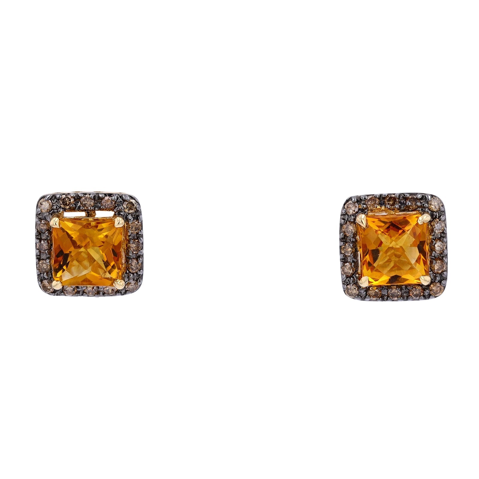 14K EFFY YG 2.60 CTW Citrine Halo Studs