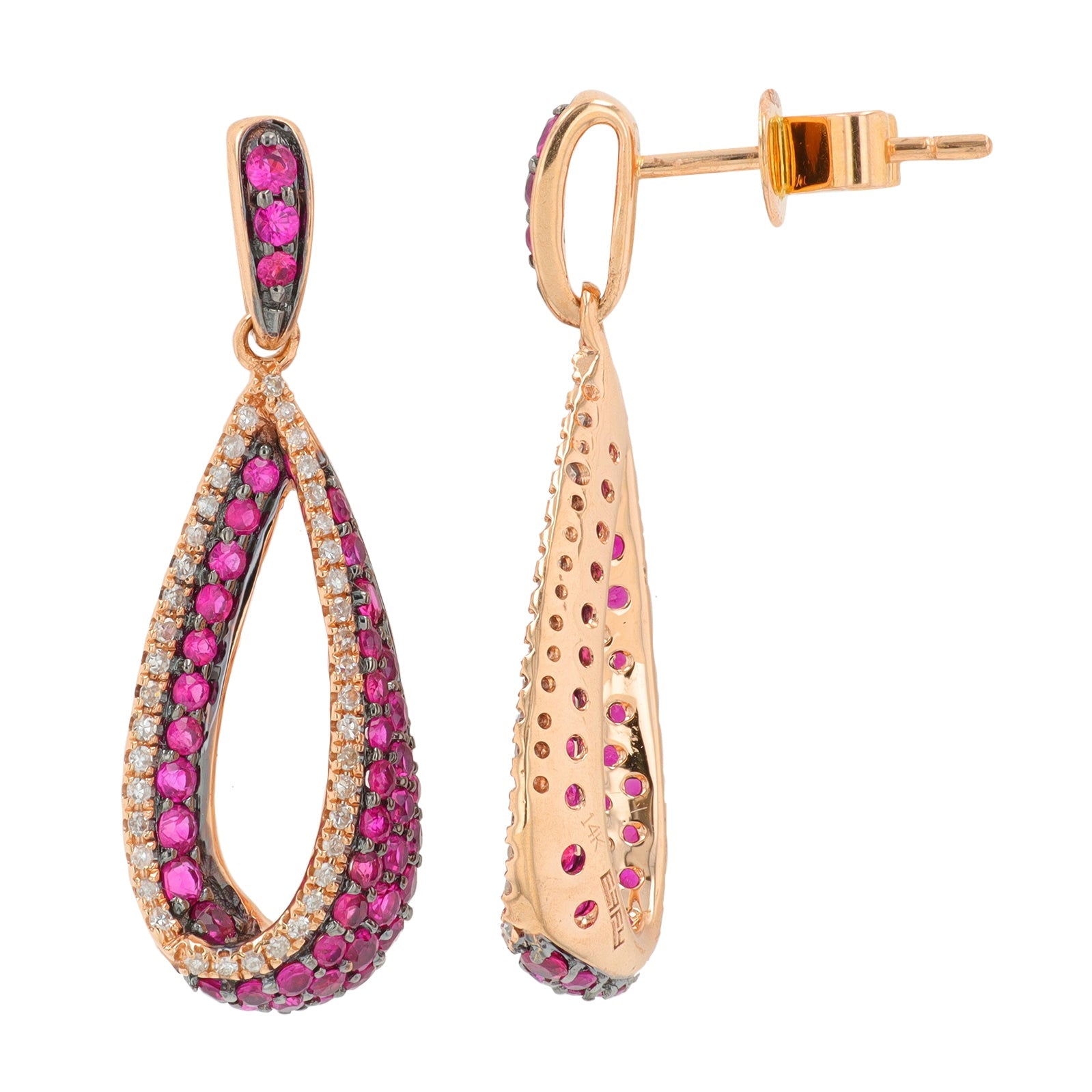 14K RG EFFY 1.10 CT Ruby Earrings
