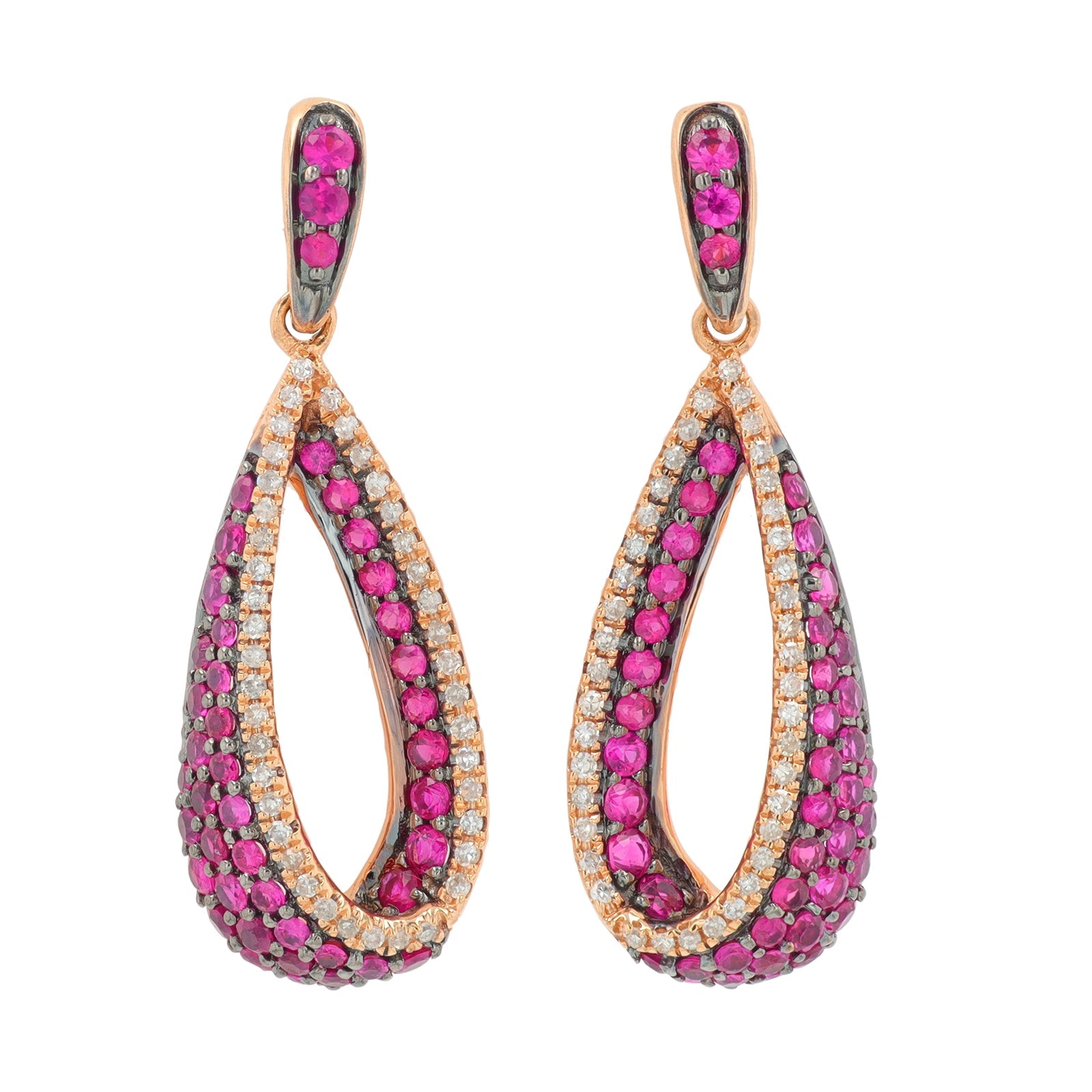 14K RG EFFY 1.10 CT Ruby Earrings