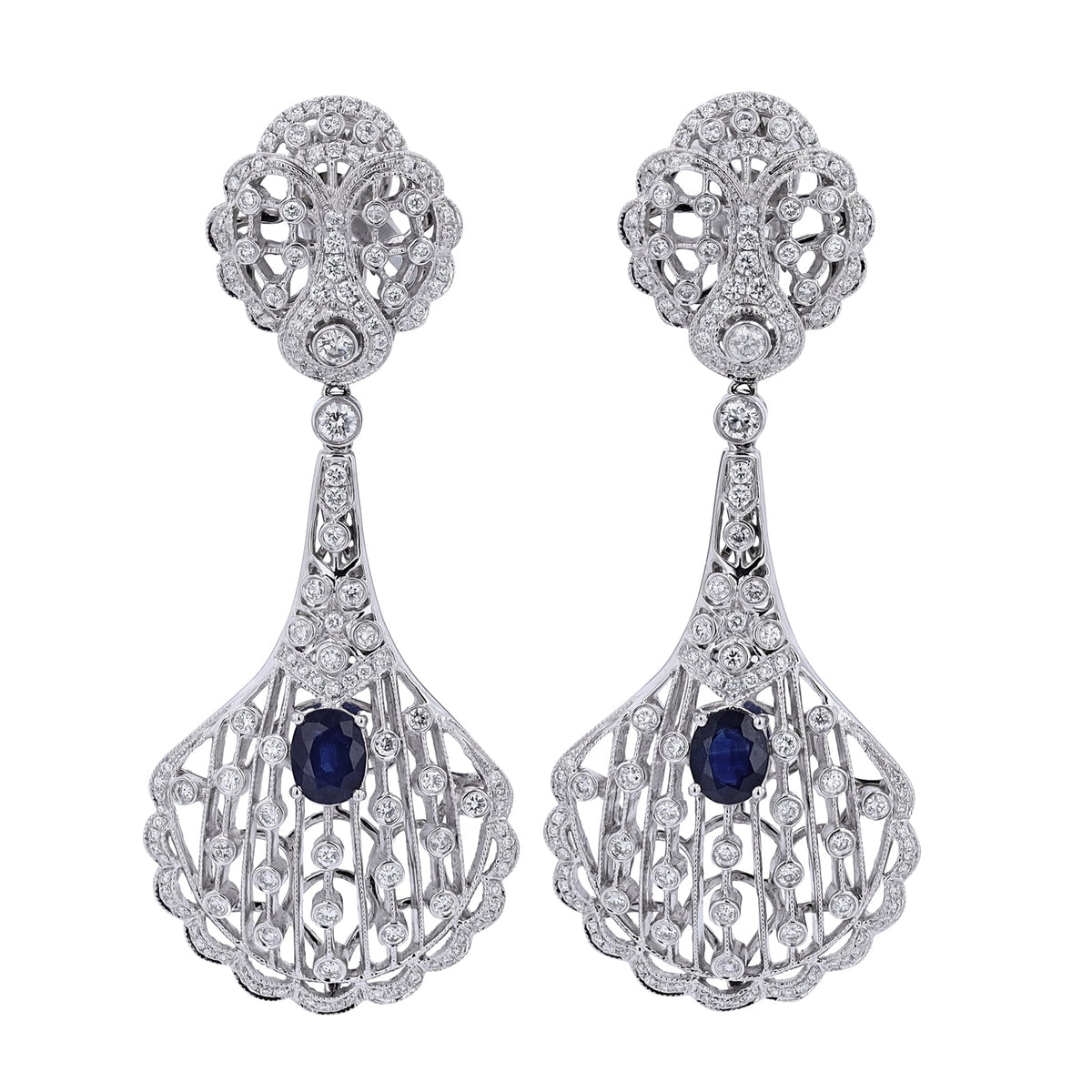 18K WG Sapphire & Diamond Statement Earrings