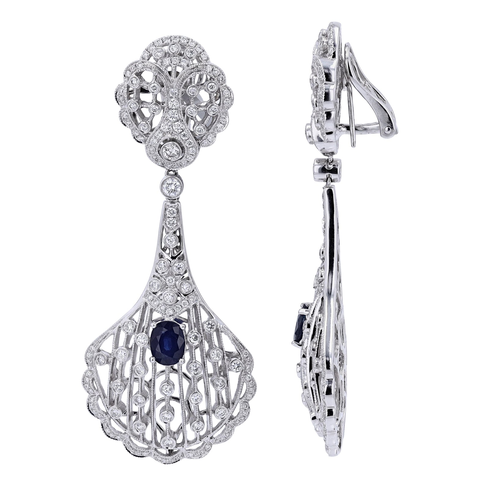18K WG Sapphire & Diamond Statement Earrings